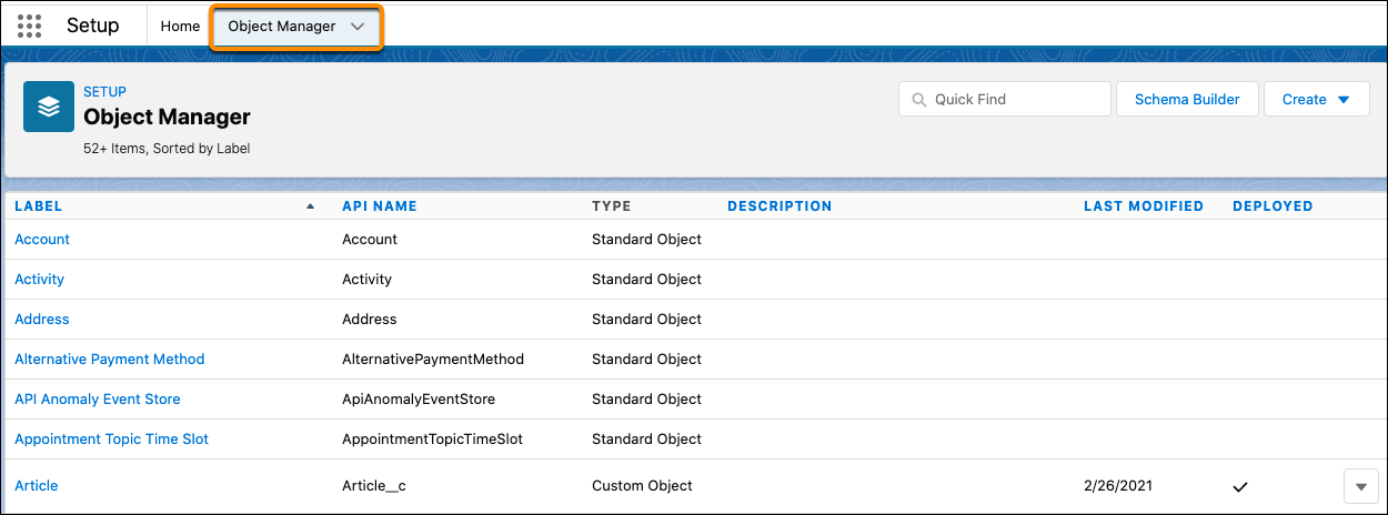 Object Manager tab