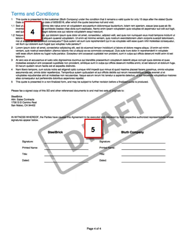 Second page of draft proposal with signature block