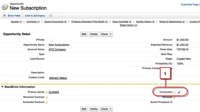 Écran New Subscription (Nouvel abonnement) avec le bouton Contracted (Abonné) sélectionné