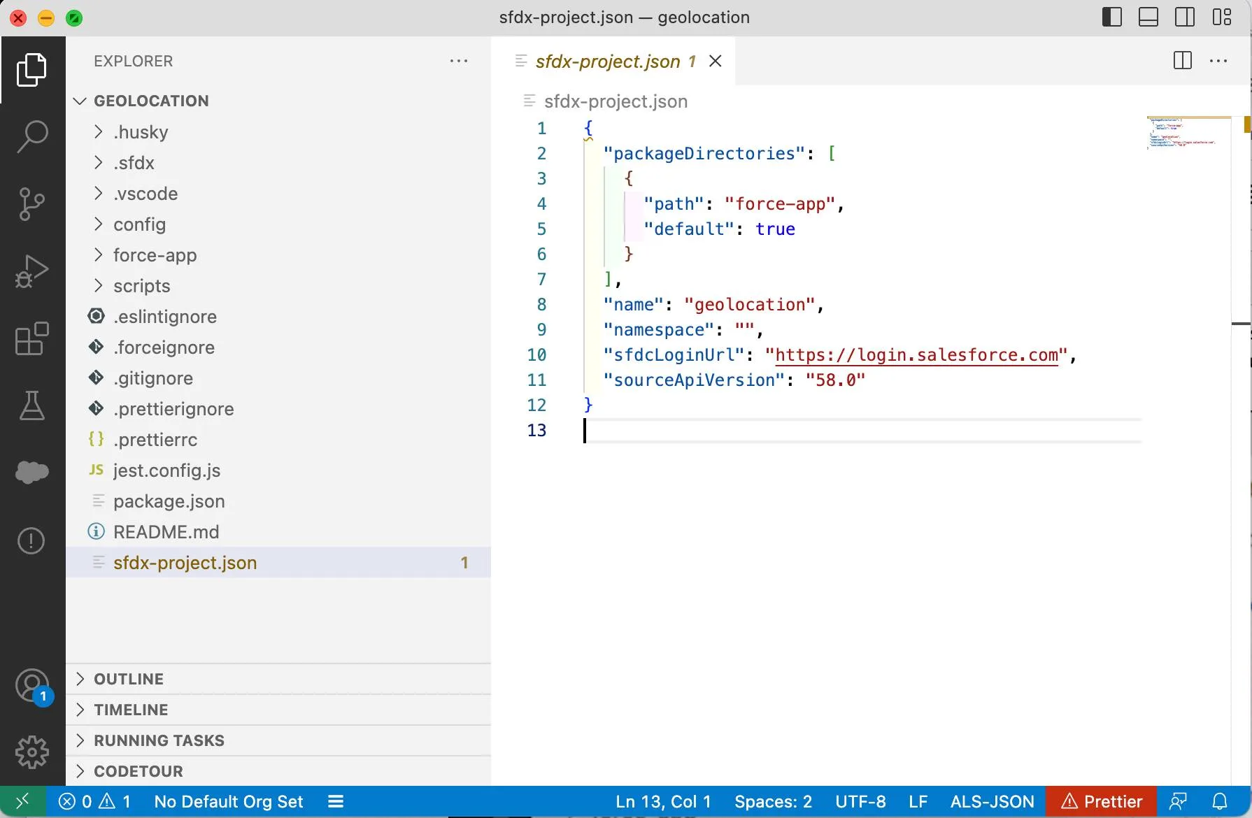 image of sfdx-project.json file