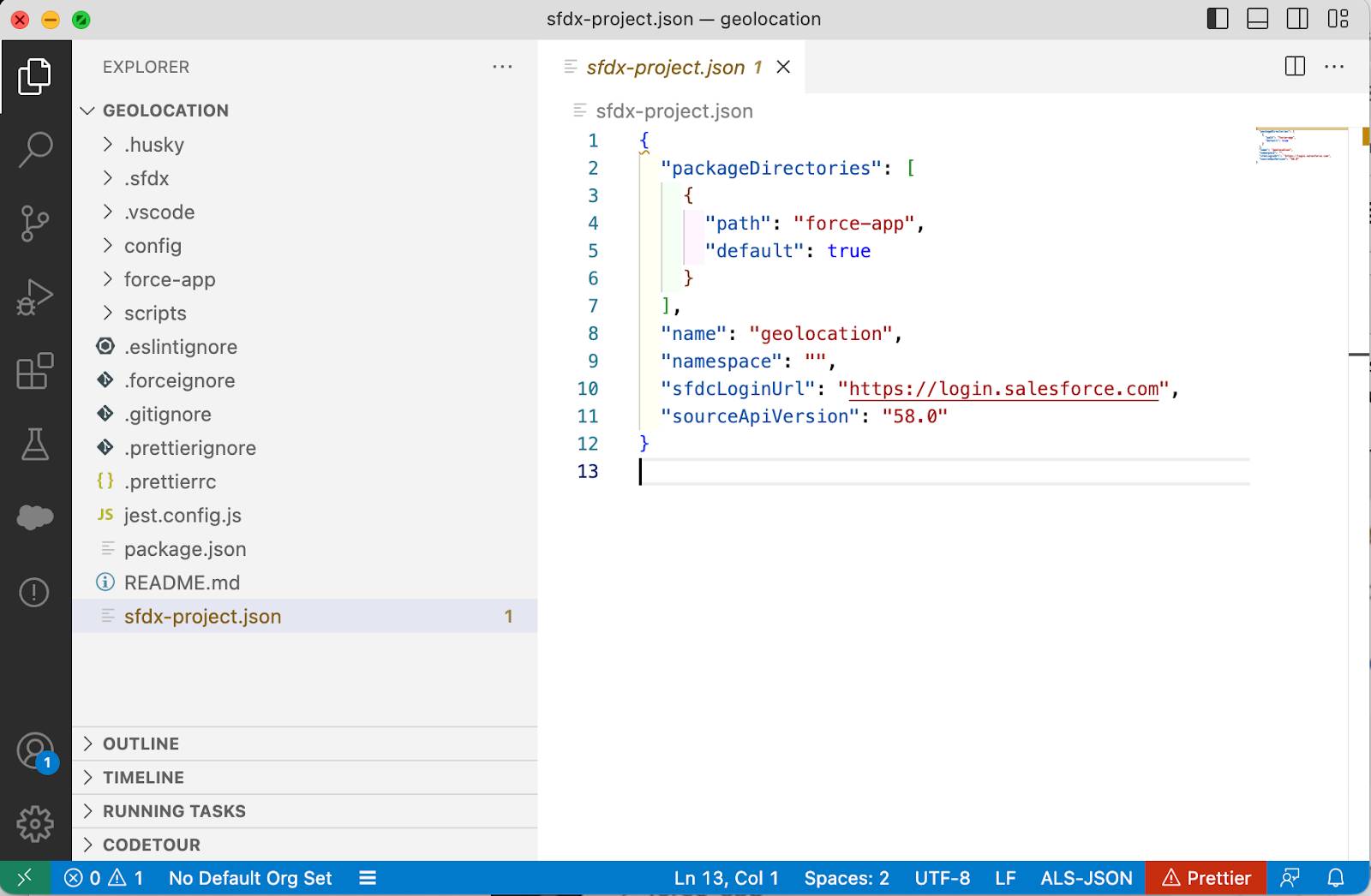 imagen del archivo sfdx-project.json