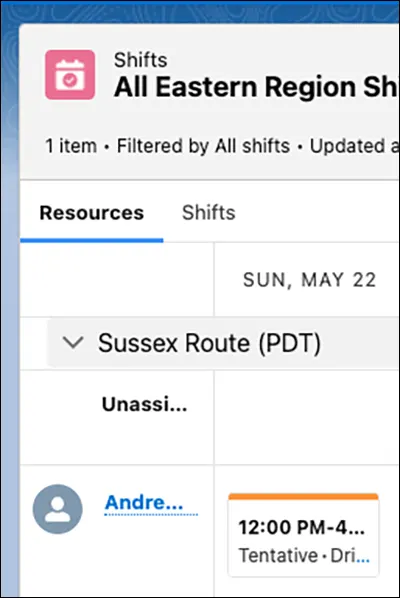 Assigned shift
