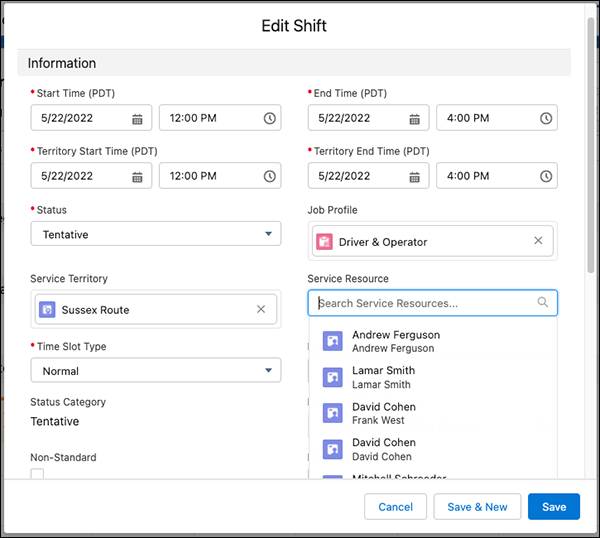 Adding a person to a shift