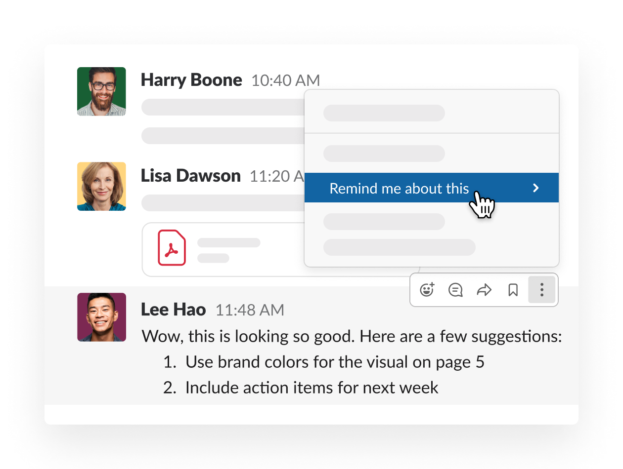 setting a reminder from a message in Slack