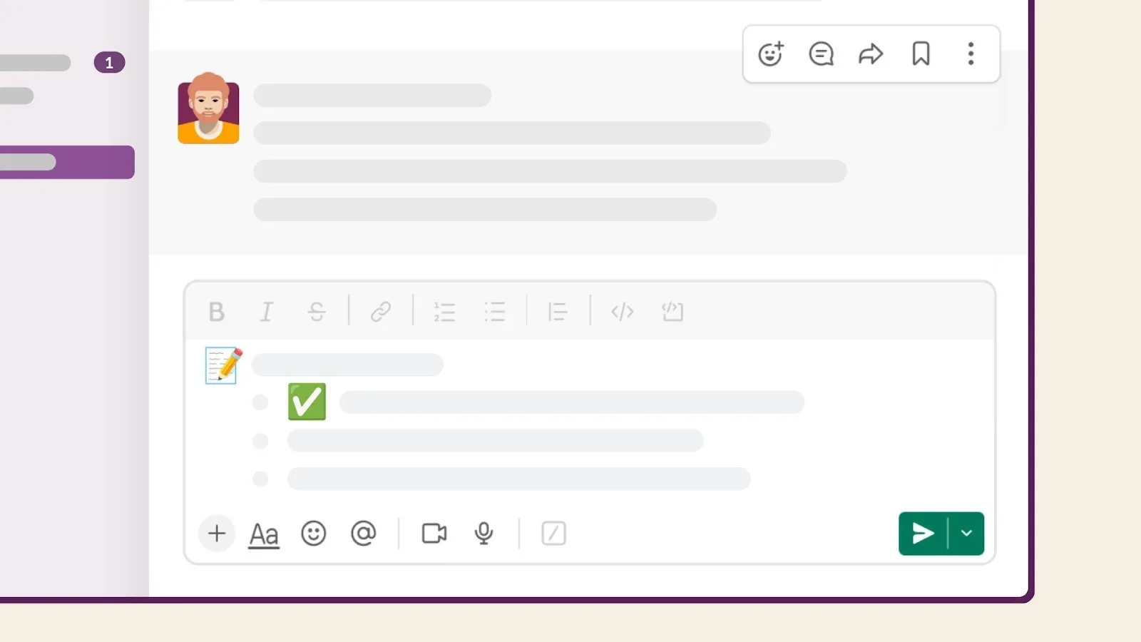 writing a new message from the compose button in Slack