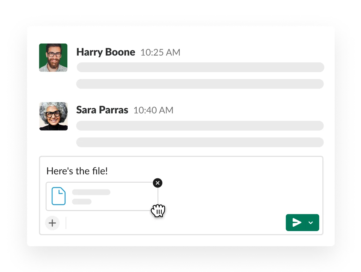 carregando um arquivo no Slack do campo de mensagens