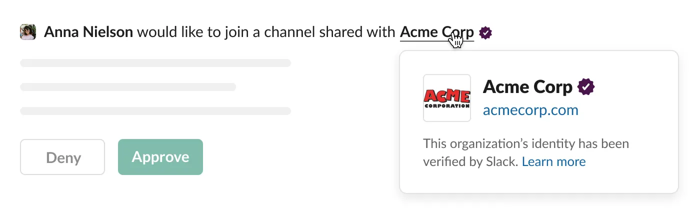 Verified organization in Slack.