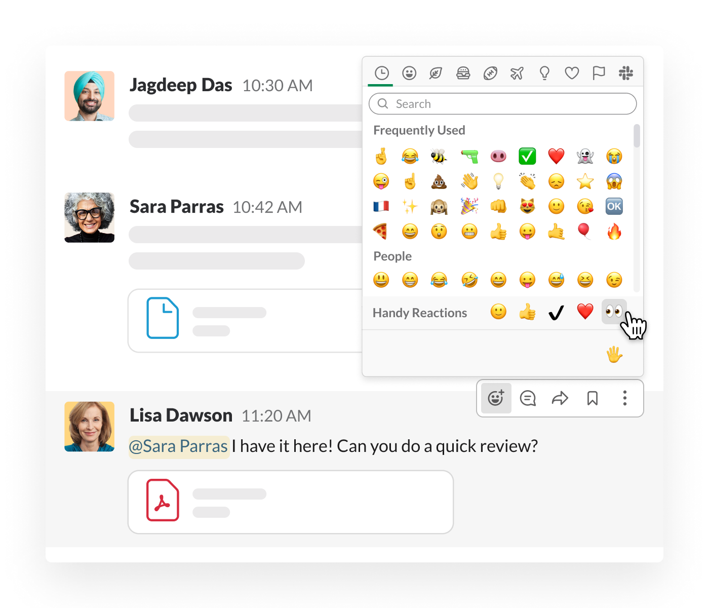 The emoji menu in Slack