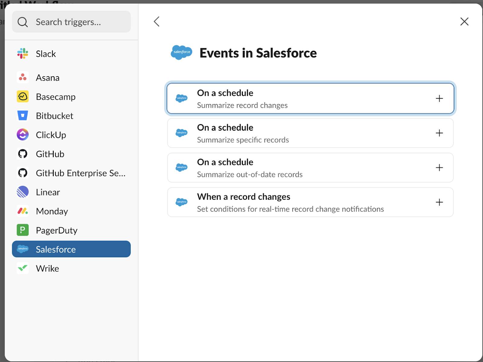 Salesforce Event trigger landing page.