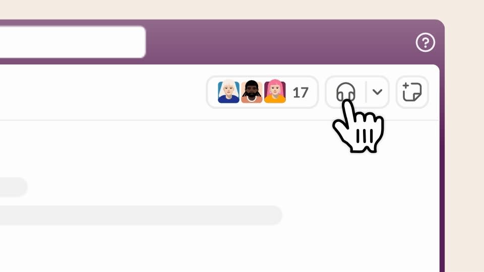 Clicking the headphones icon from a Slack channel to start a huddle with a few members in that channel.