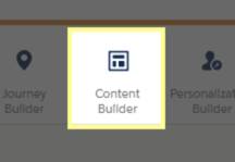 Content Builder is highlighted in the simulator, while the rest of the screen is darkened to show you where to click next.