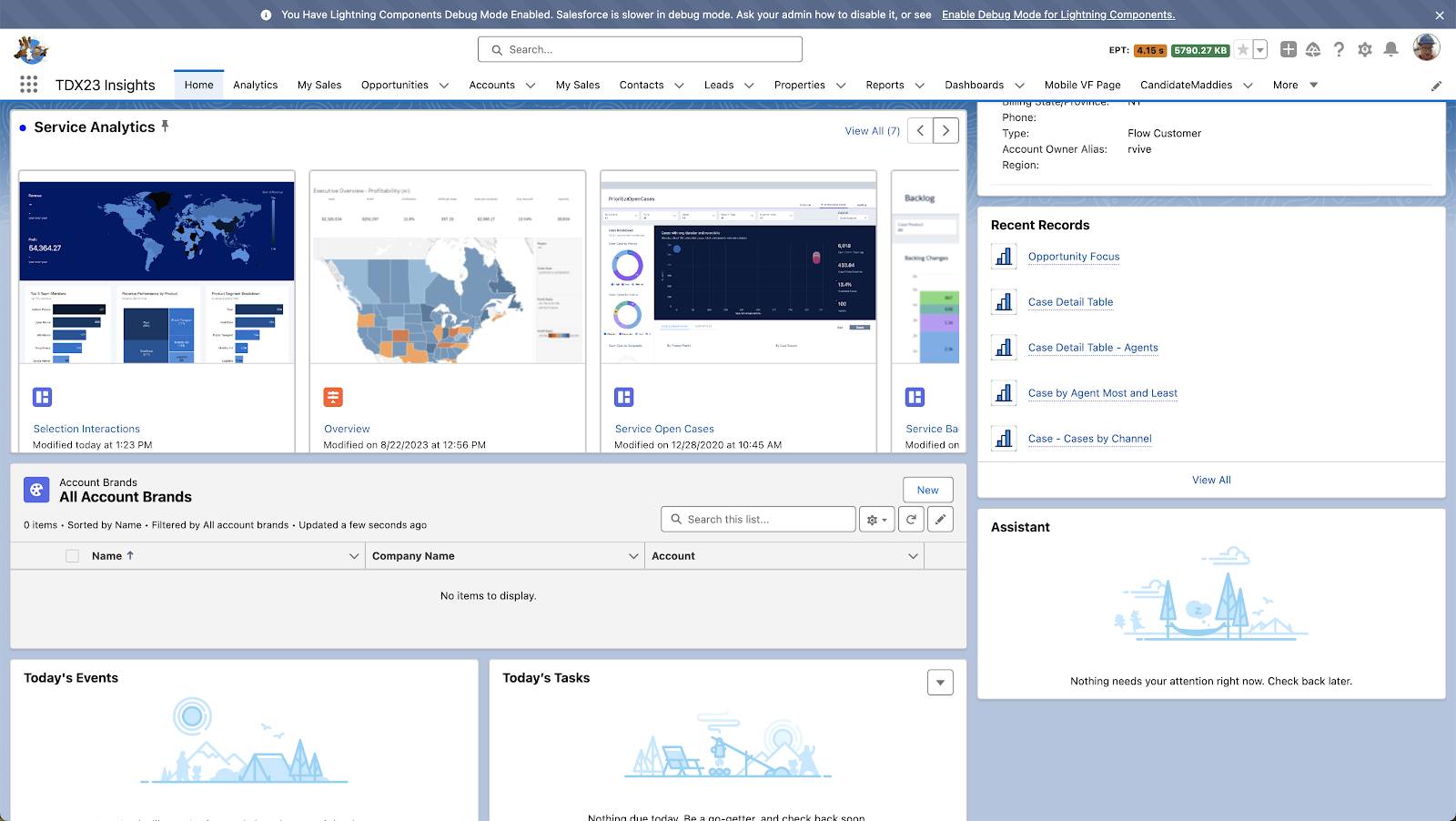 Service analytics on a home page