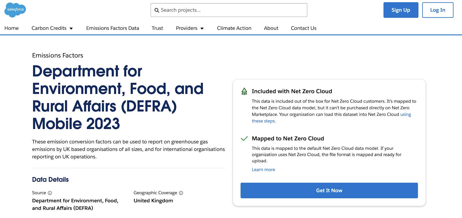 Net Zero Cloud へのデータの対応付け