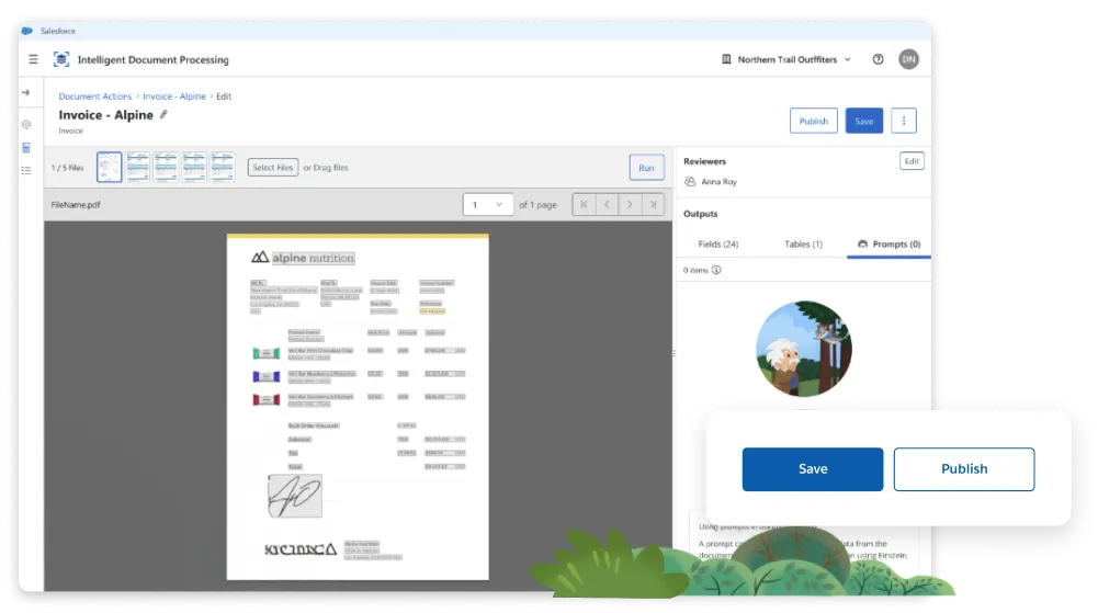 Intelligent document processing screen
