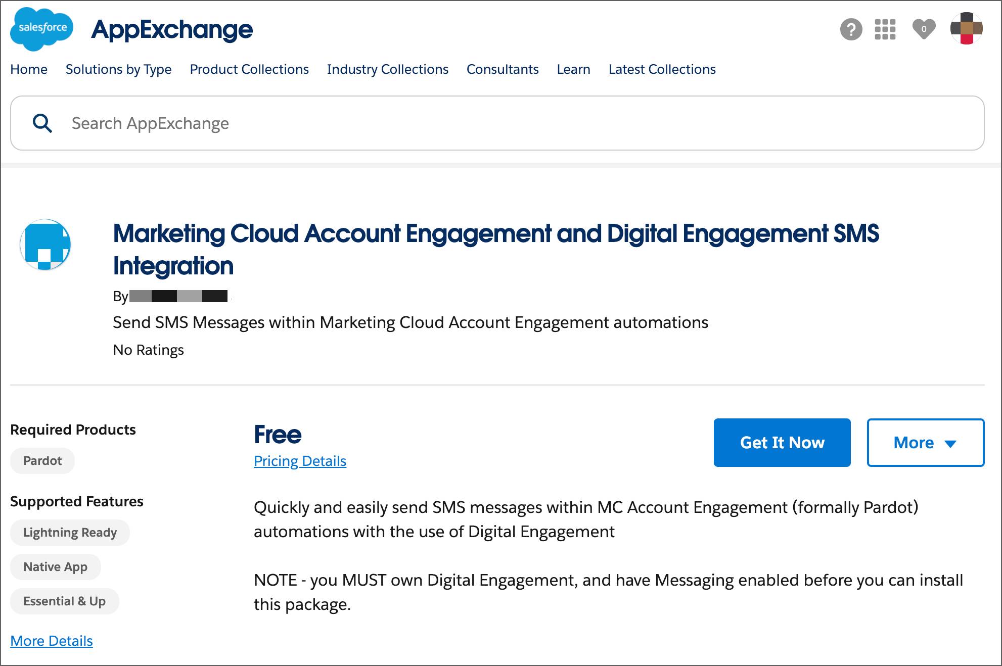 Die AppExchange-Seite mit dem AppExchange-Dashboard-Paket.