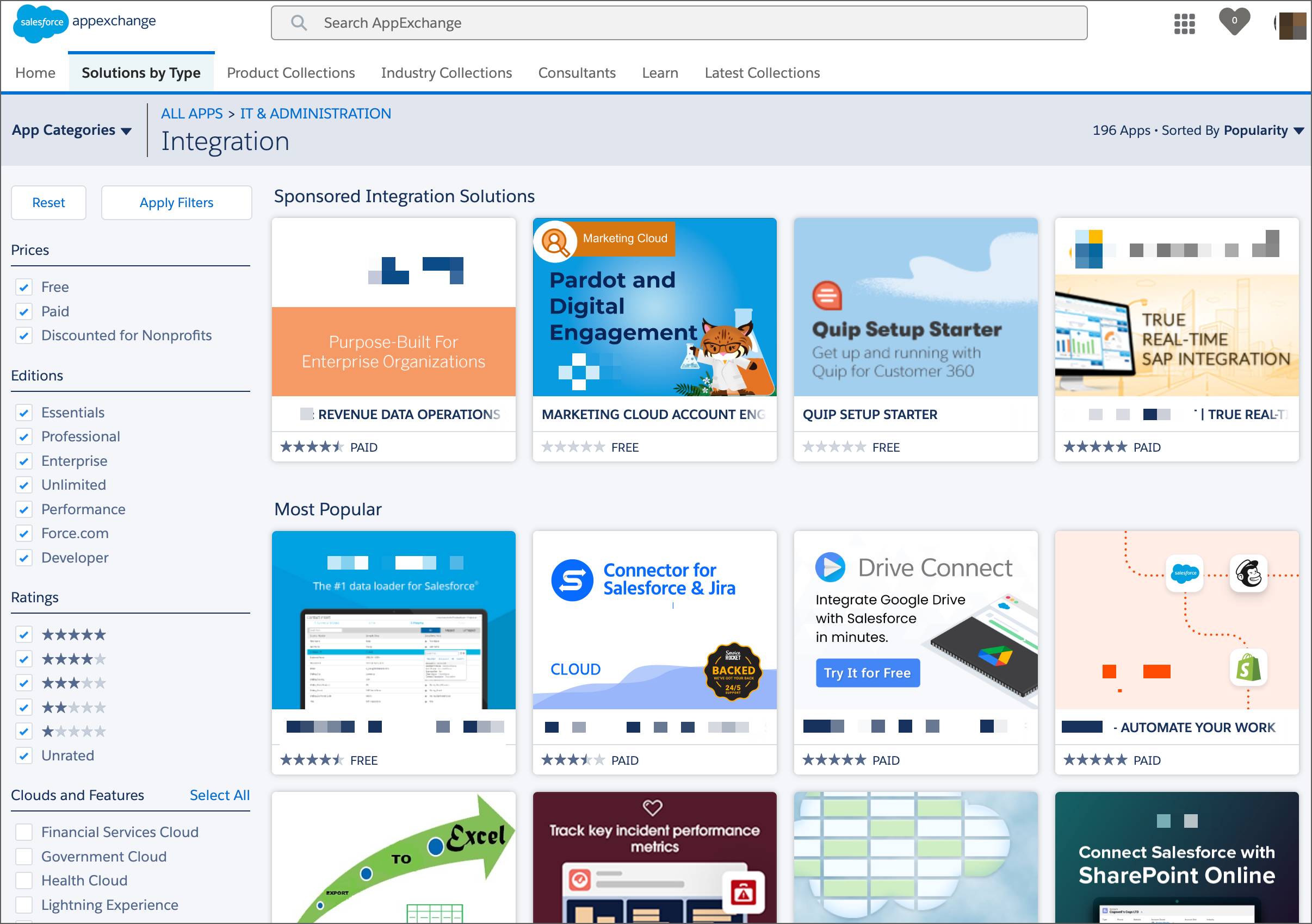 La página de inicio de AppExchange.