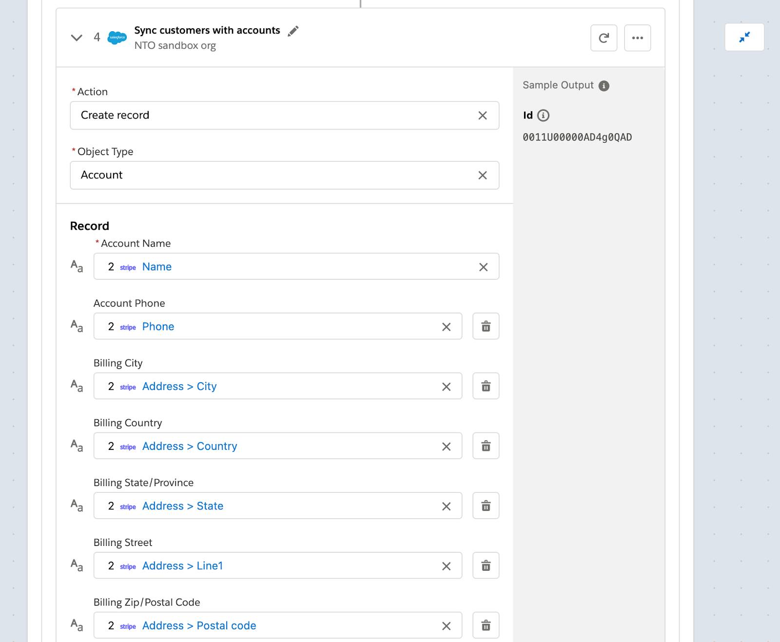 Step 4 of flow within If/Else block showing a new account is created.
