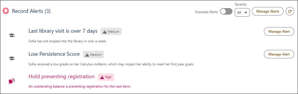 The record alerts on the case record.