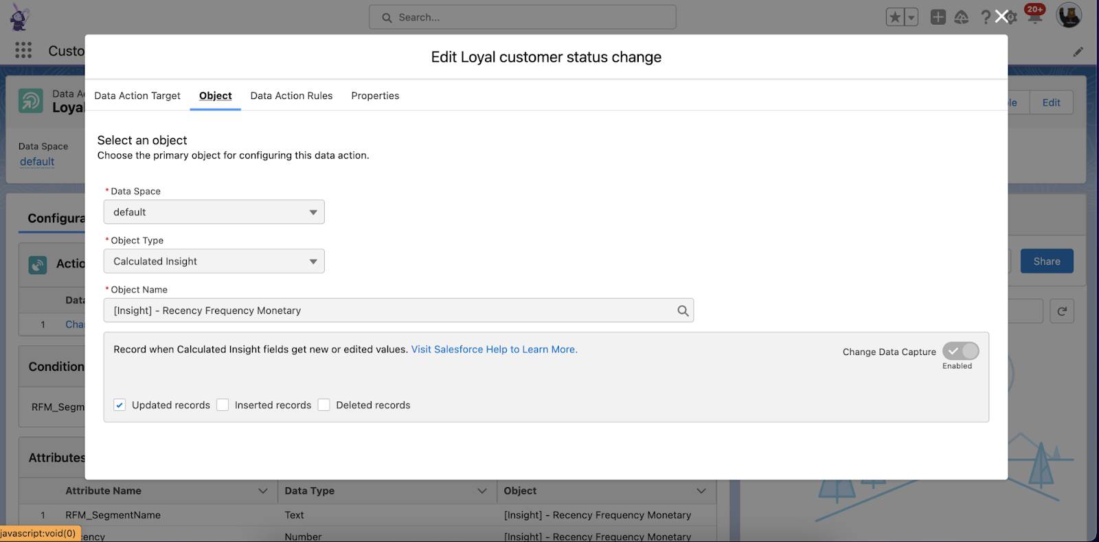 Configuring a data action