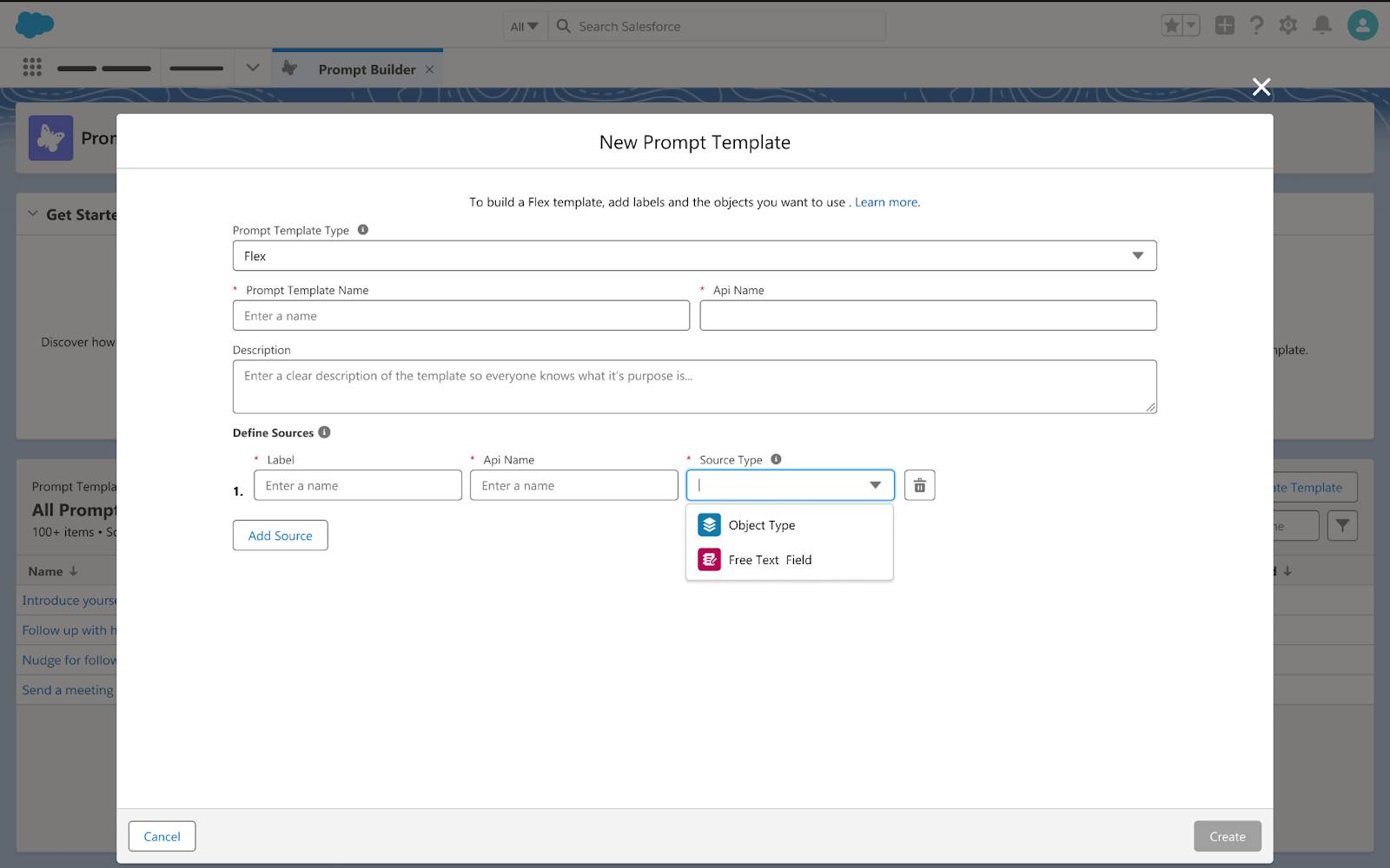 Creating a new prompt template.