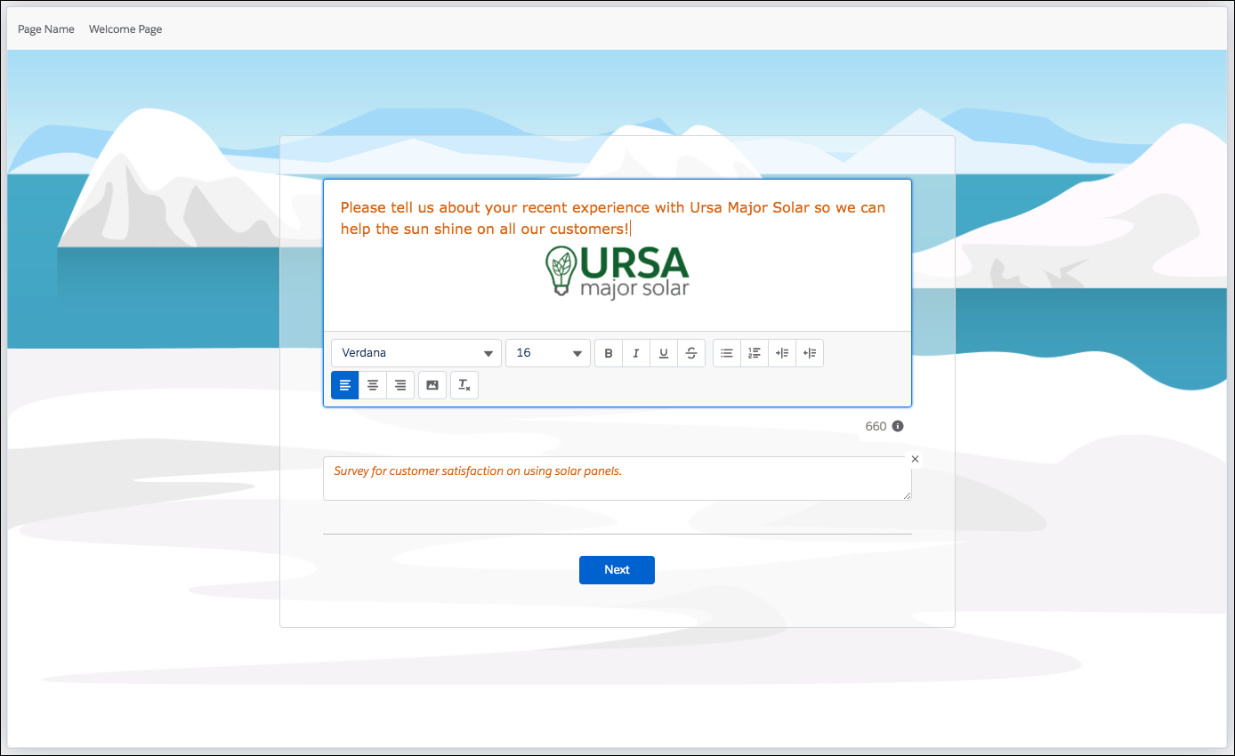 Welcome message along with the image of the company logo.