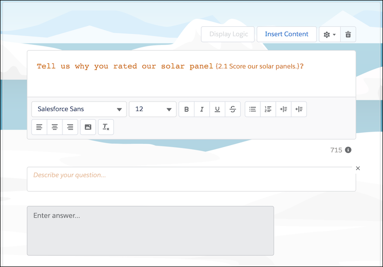 A question in which the response to a previous question has been inserted.