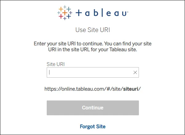 Use Site URI sign-in page, prompting for a specific site URI