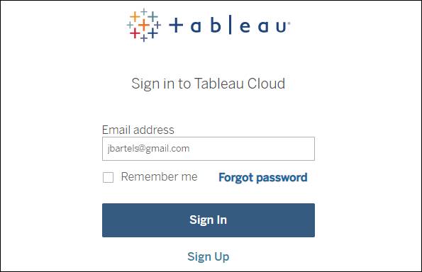 Tableau Cloud のサインインページ