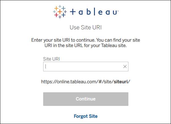 特定のサイト URI の入力を求める [サイト URI を使用] サインインページ