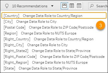Dropdown menu showing recommended cleaning operations