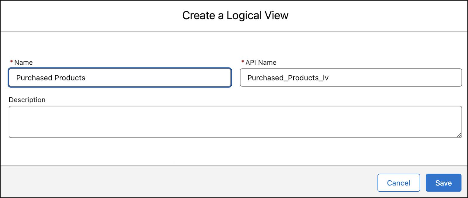 Create a Logical View dialog.