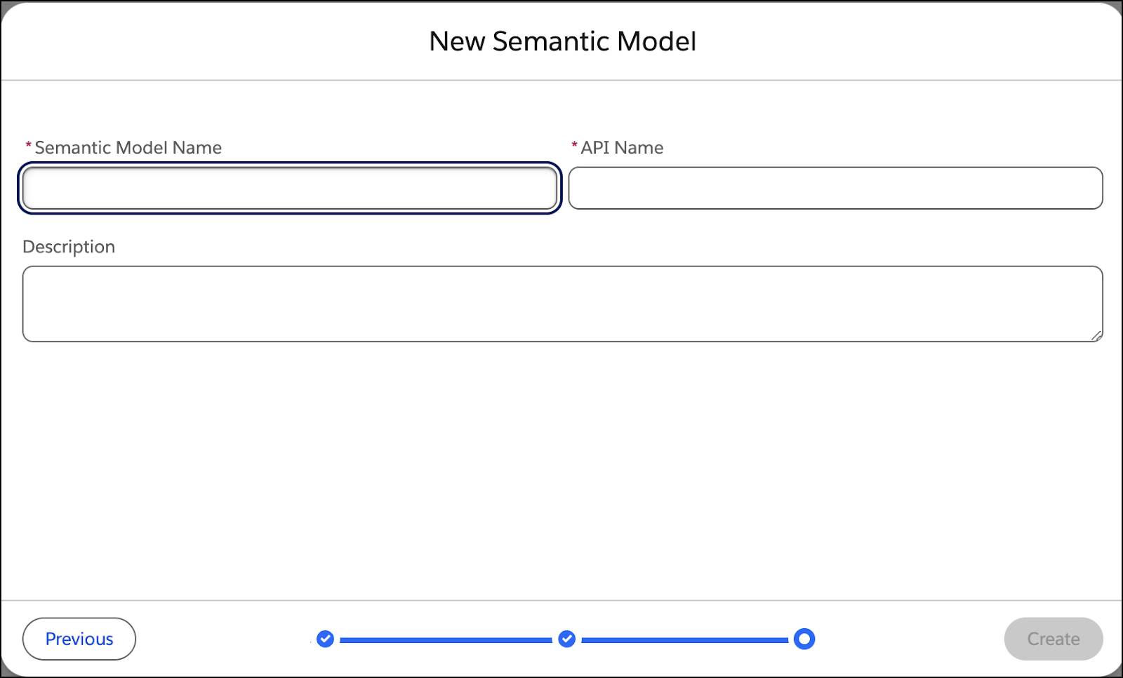 New Semantic Model dialog