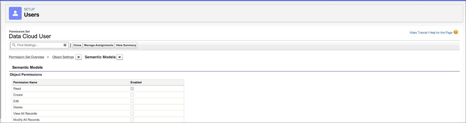 Data 360 User permission set with Semantic Models.