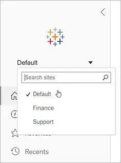 Tableau Server site picker dropdown