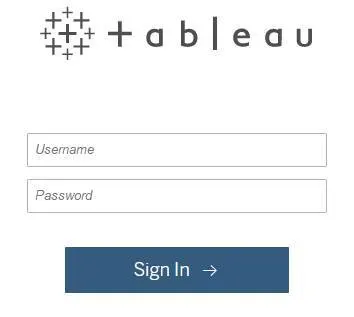 Sign-in web page for Tableau Server