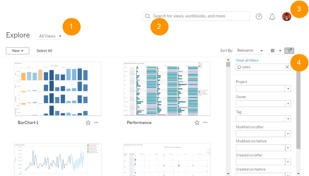 Tableau Server の [探索] ページ