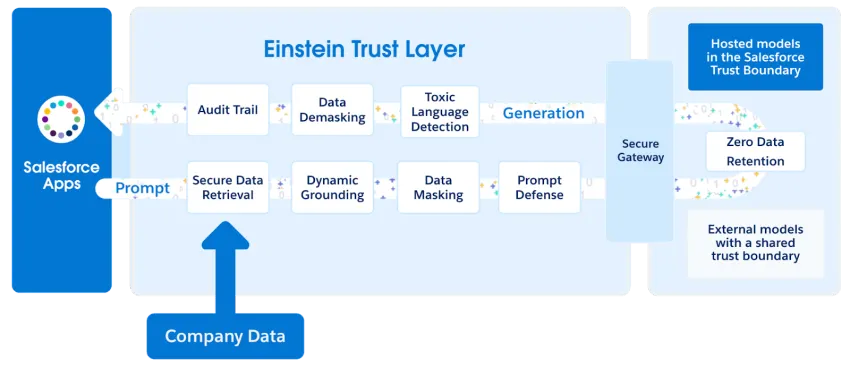 O processo do Einstein Trust Layer.