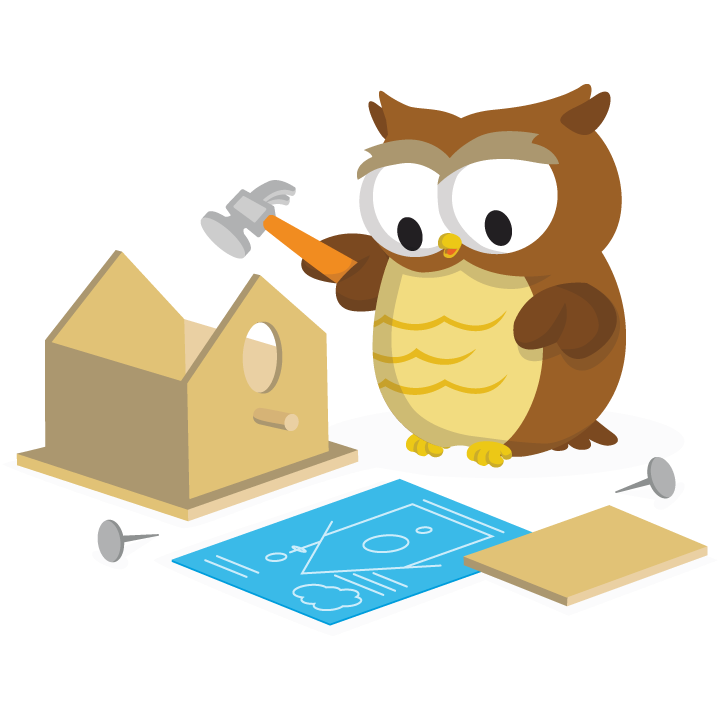 An owl constructing a house.