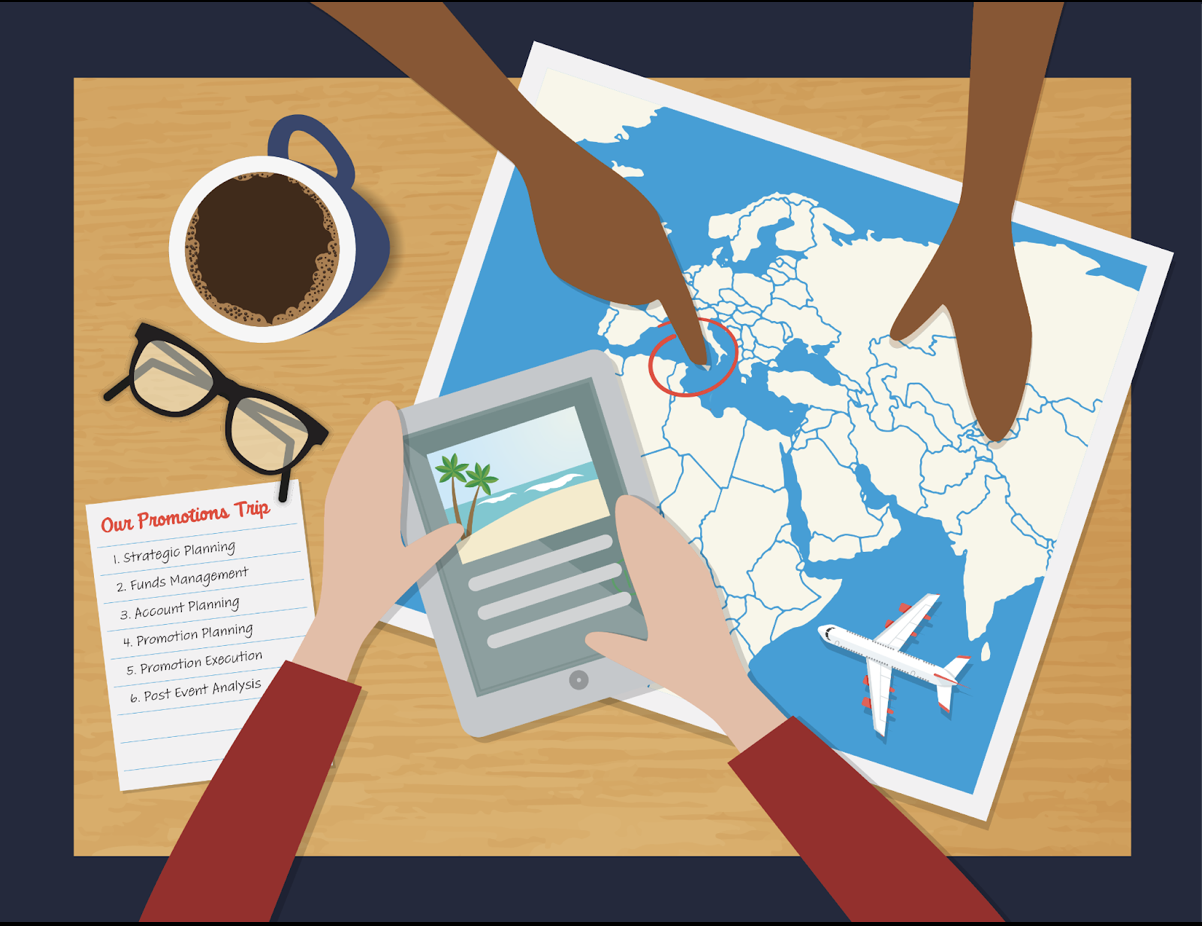 Travelers review maps and checklists to start planning their next journey.