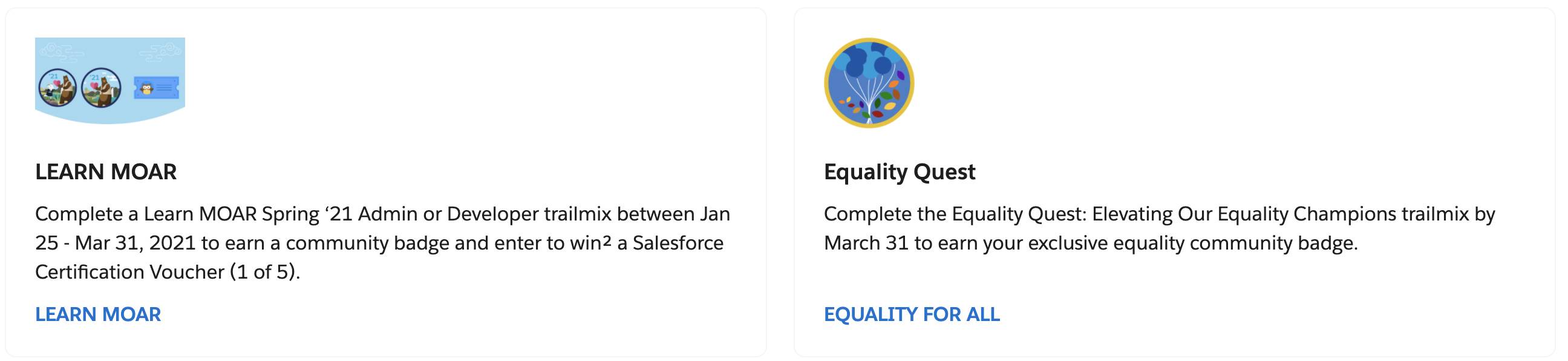 Captura de tela das Missões do Trailhead