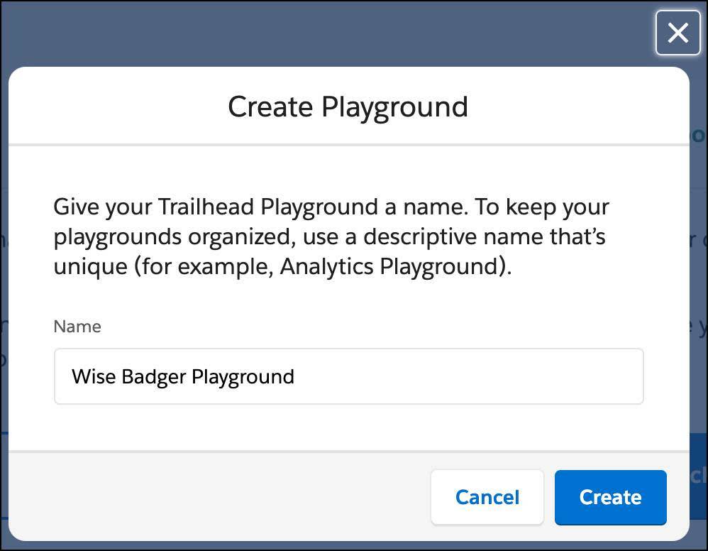 The Create Playground modal