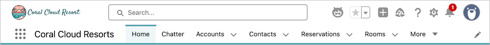 Coral Cloud Resorts menu bar showing the Agentforce button.