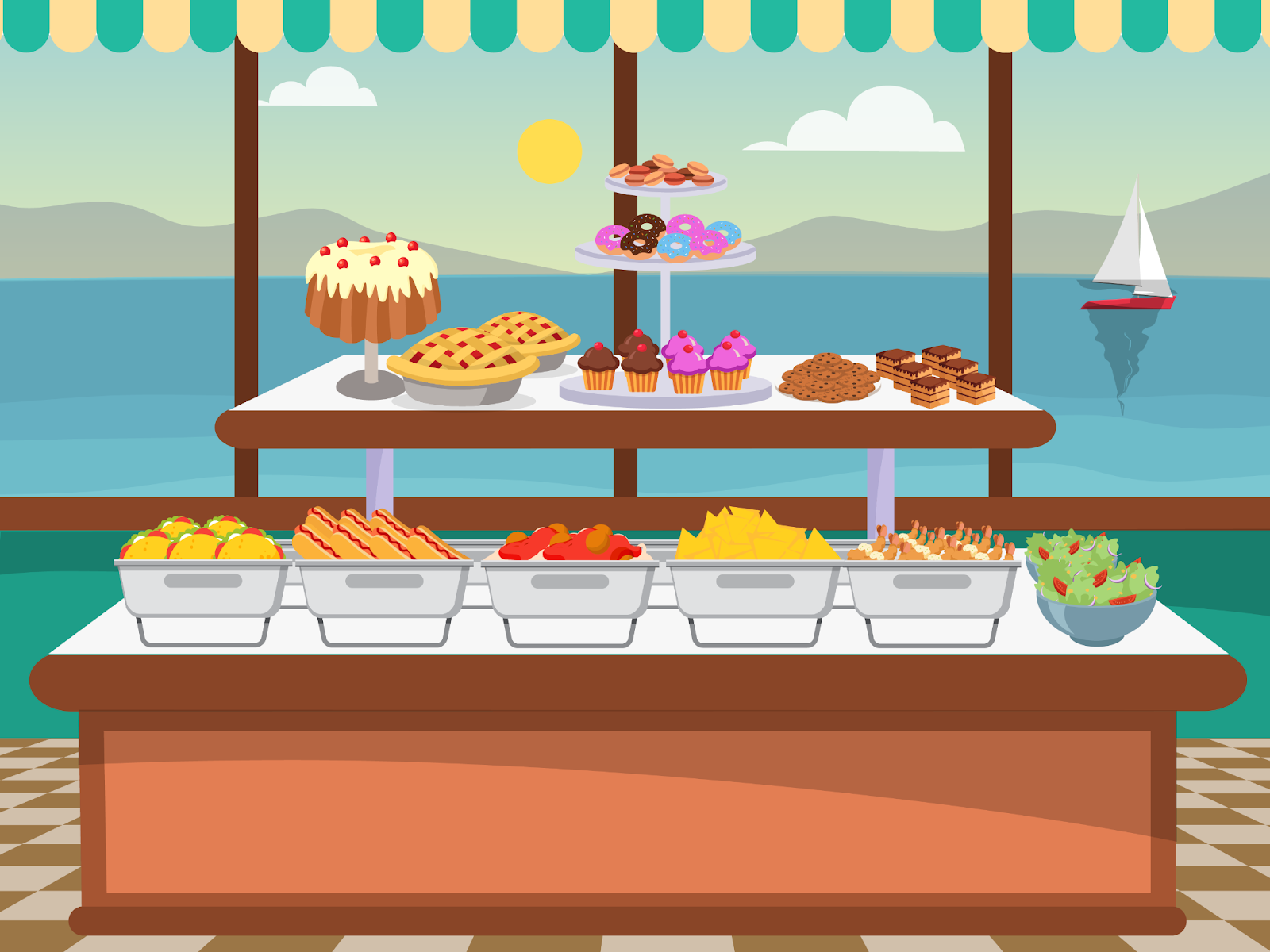 A brunch buffet by the bay.