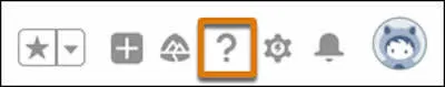 The global header, showing the Salesforce Help icon located between the Guidance Center and the Setup icons
