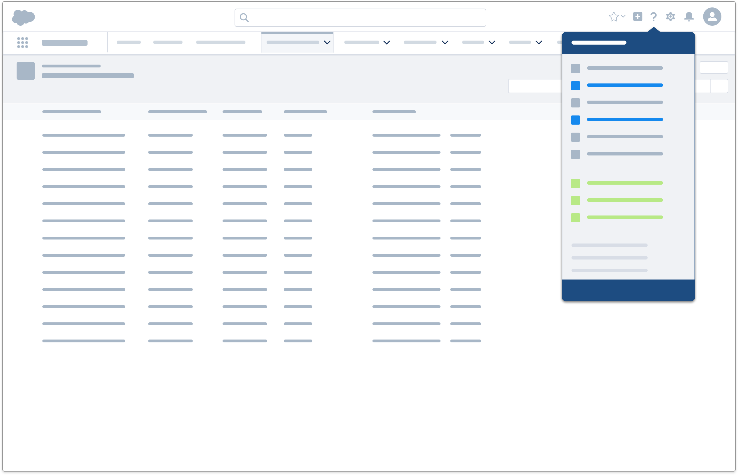 Wireframe do menu Ajuda