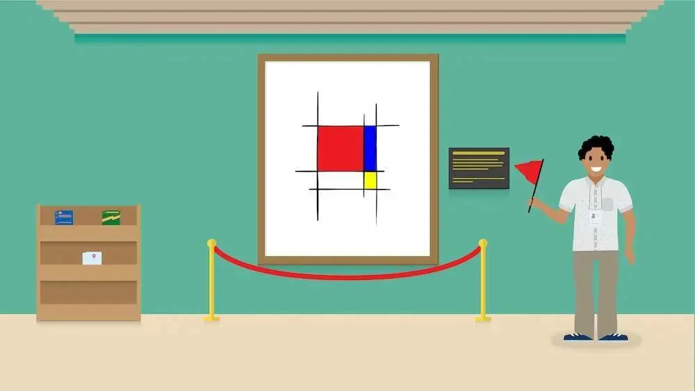 Persona in un museo d'arte