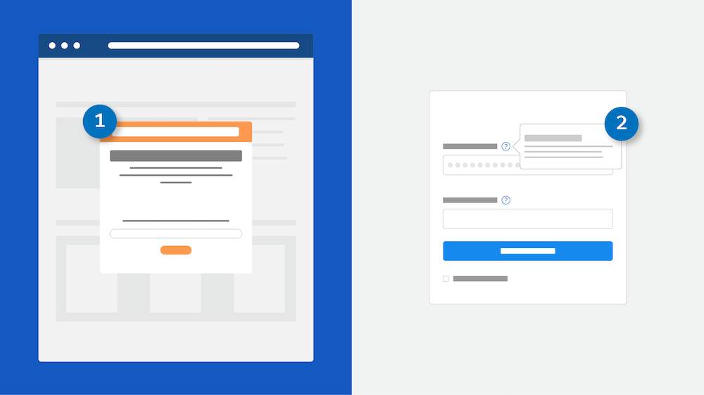 Wireframe de um tapete de boas-vindas e balão de informação