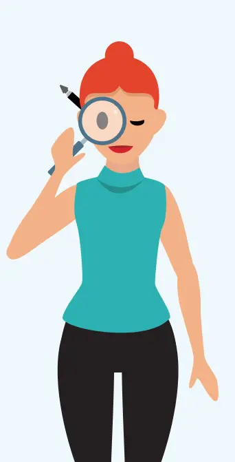 image of researcher with magnifying glass