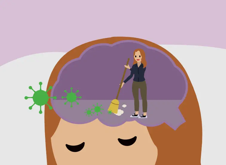 Image of a brain being swept clean, a metaphor for the “housekeeping” activities of sleep.