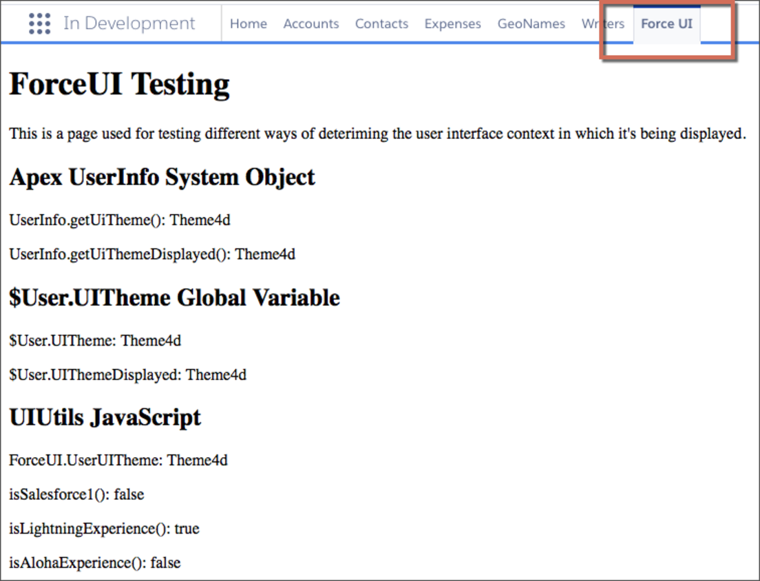 Visualforce 탭이 있는 탐색 막대